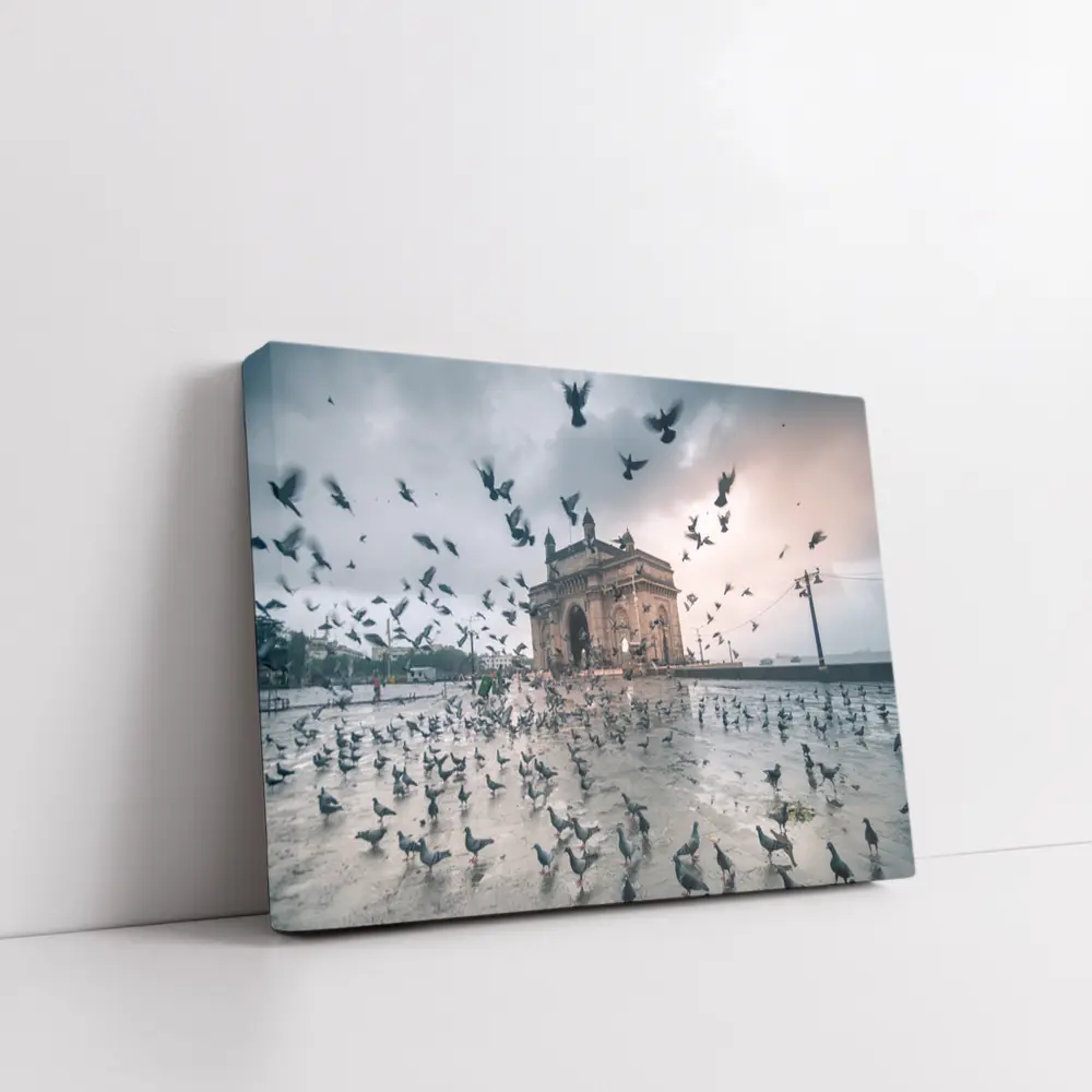 Gateway of India Mumbai Pigeons Storm – Wall Art