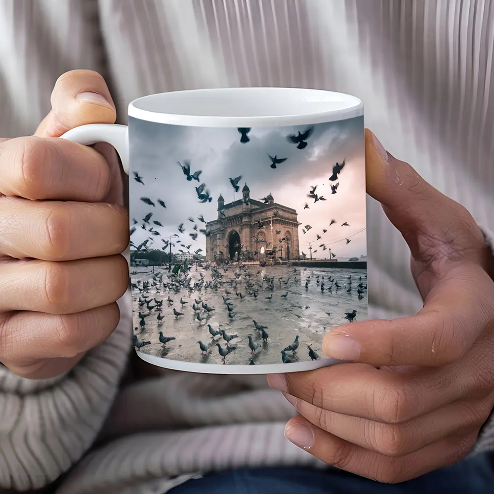Gateway of India Mumbai Pigeons Storm – Mugs