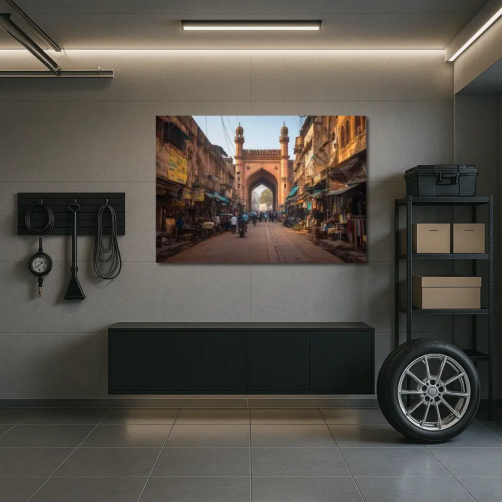 Ancient Mosque Gate Old Indian Bazaar Street – Wall Art