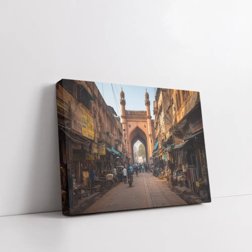 Ancient Mosque Gate Old Indian Bazaar Street – Wall Art