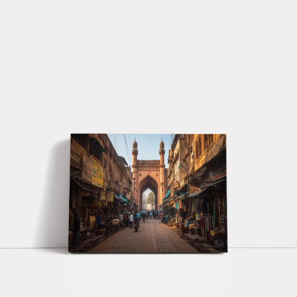 Ancient Mosque Gate Old Indian Bazaar Street – Wall Art