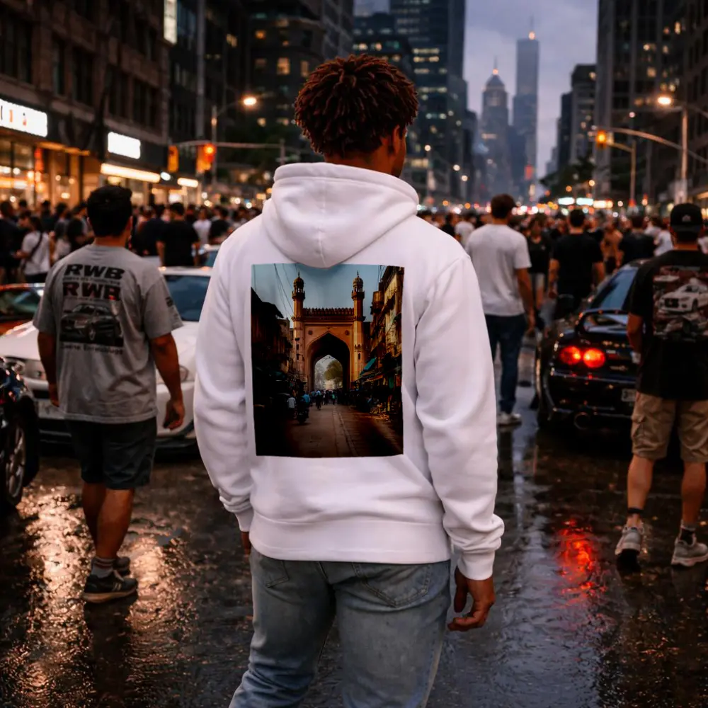 Ancient Mosque Gate Old Indian Bazaar Street – Hoodies