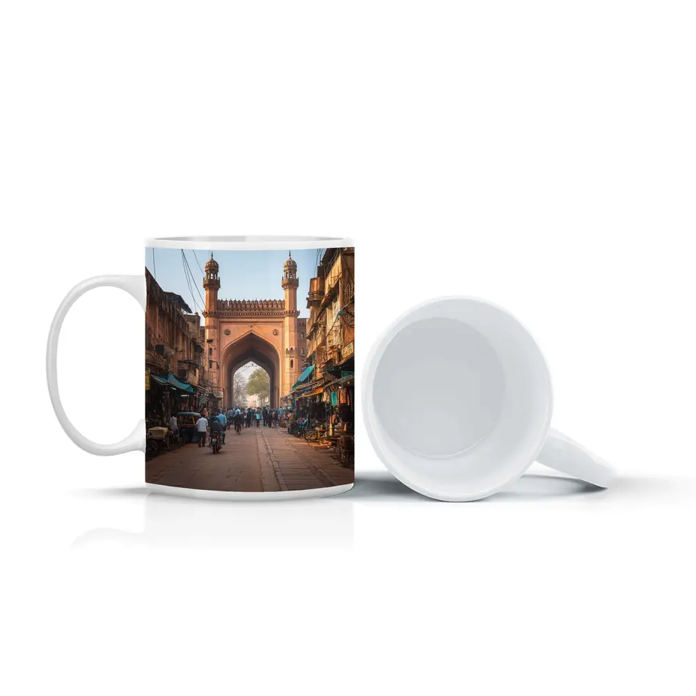 Ancient Mosque Gate Old Indian Bazaar Street – Mugs