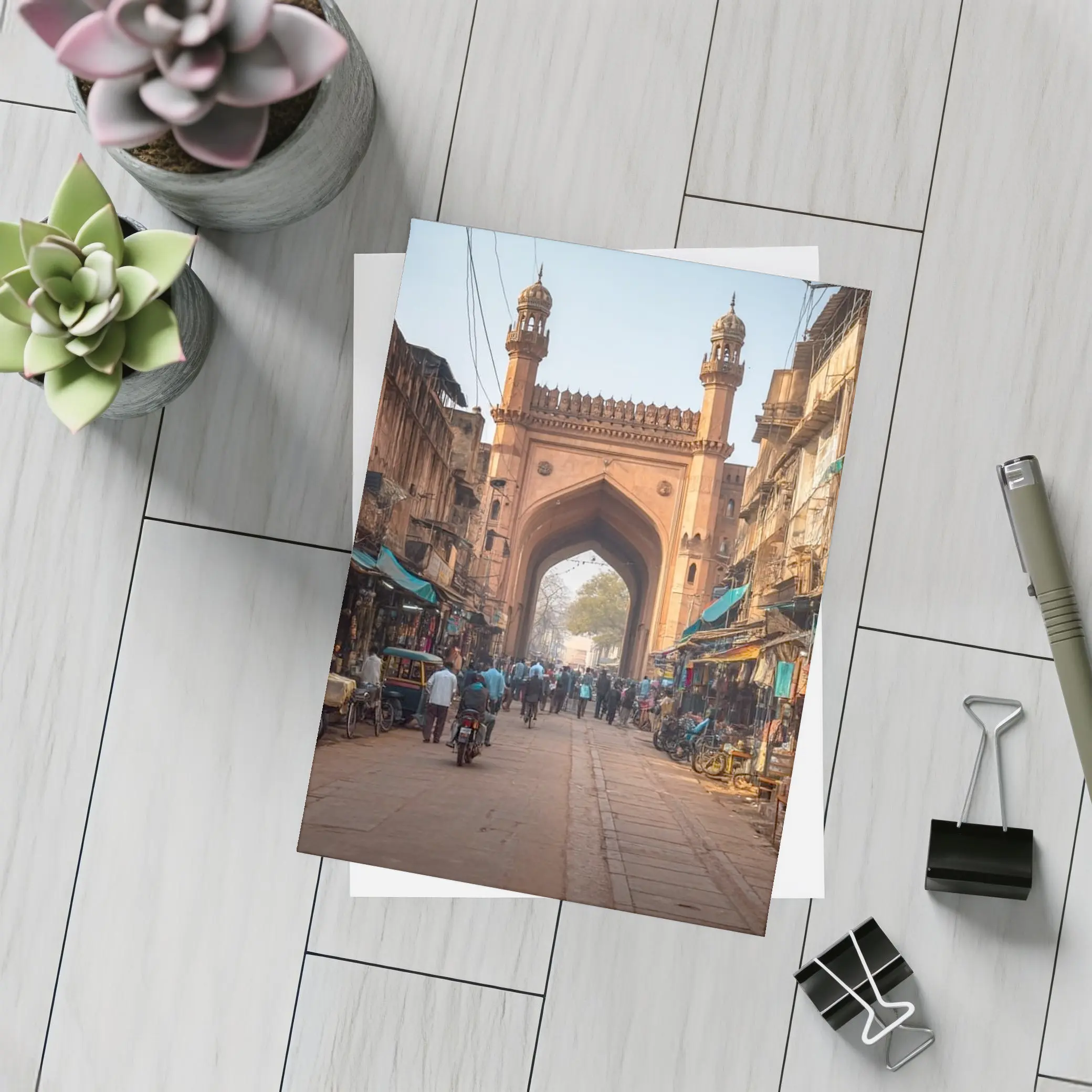 Ancient Mosque Gate Old Indian Bazaar Street – Postcards