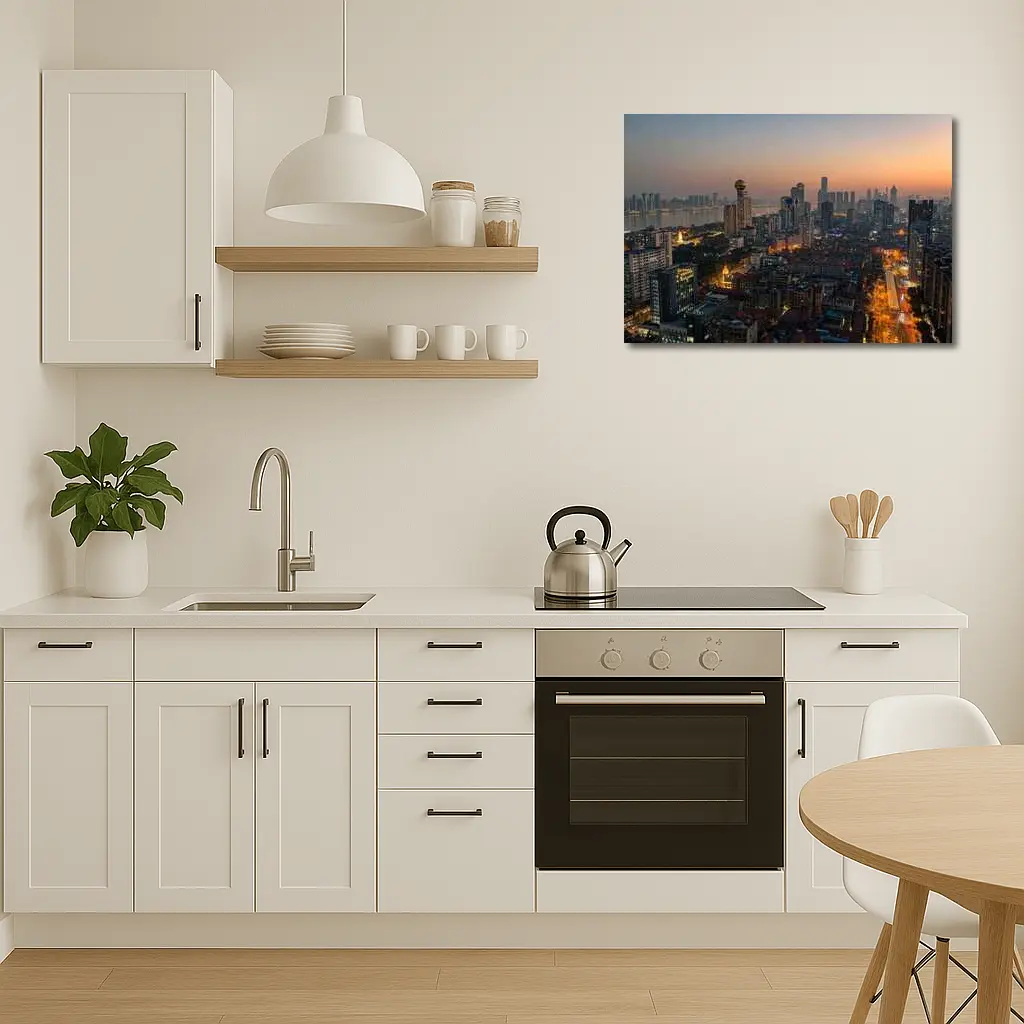 Wuhan China Skyline at Dusk Aerial – Wall Art