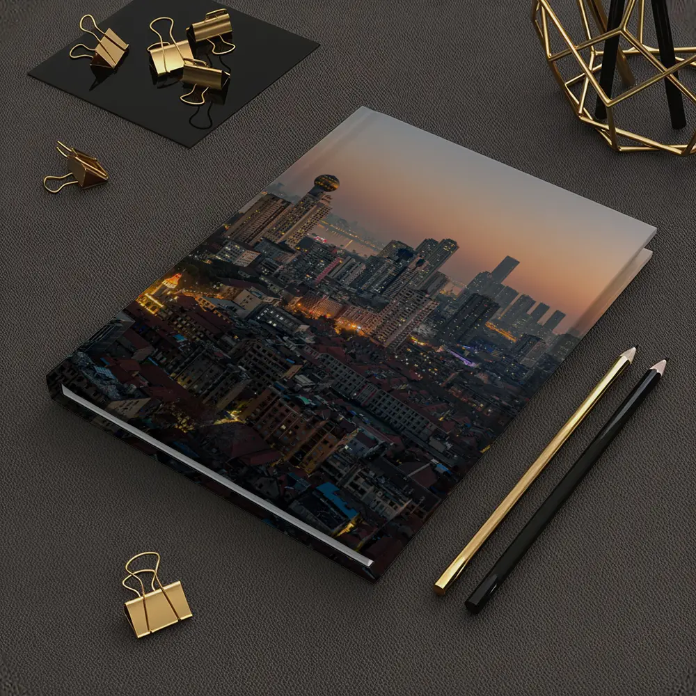 Wuhan China Skyline at Dusk Aerial – Notebooks