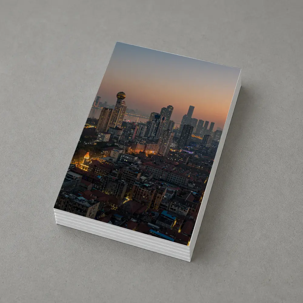 Wuhan China Skyline at Dusk Aerial – Postcards
