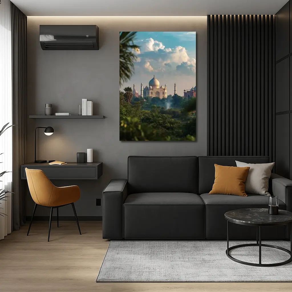 Taj Mahal Rising Above Lush Green Trees – Wall Art