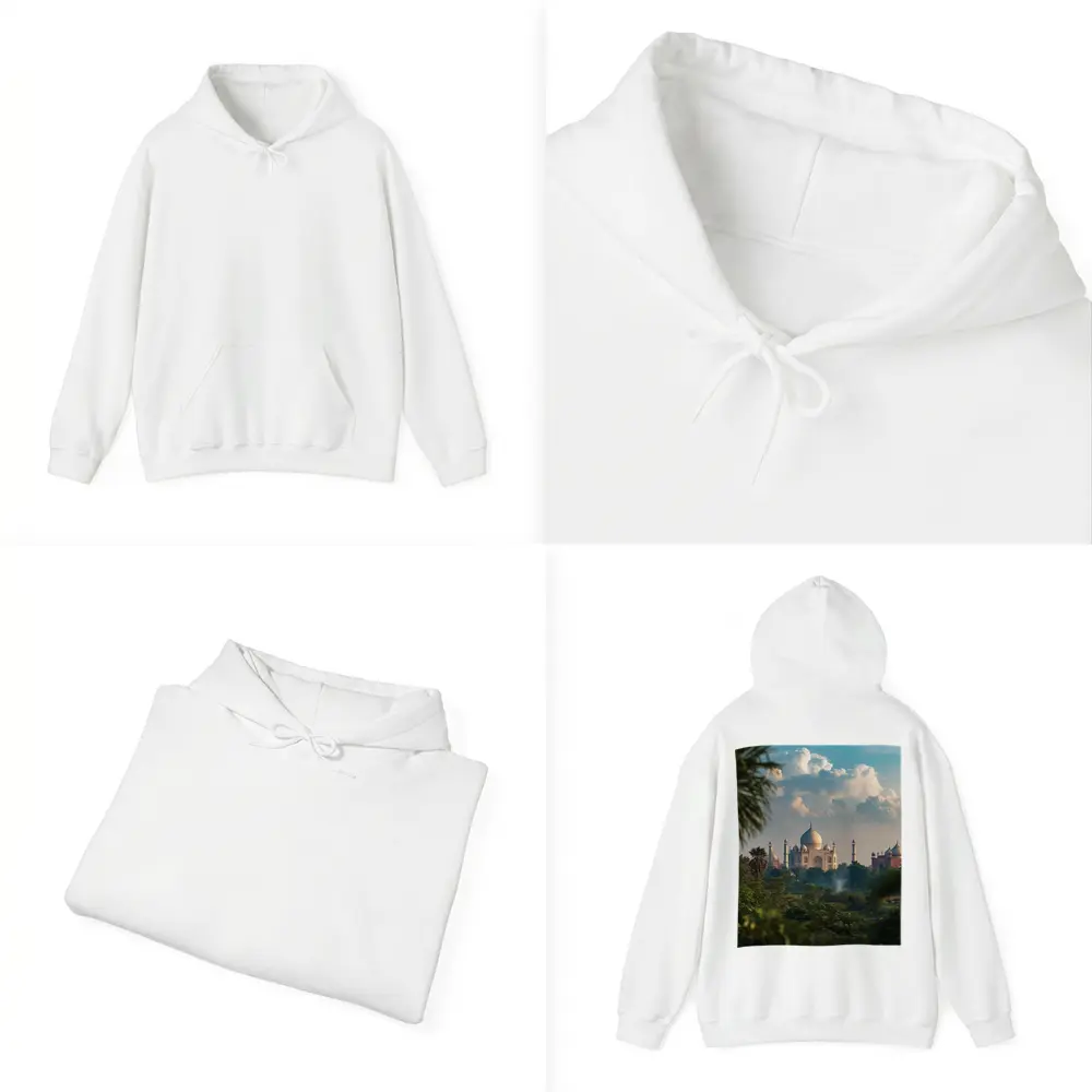 Taj Mahal Rising Above Lush Green Trees – Hoodies