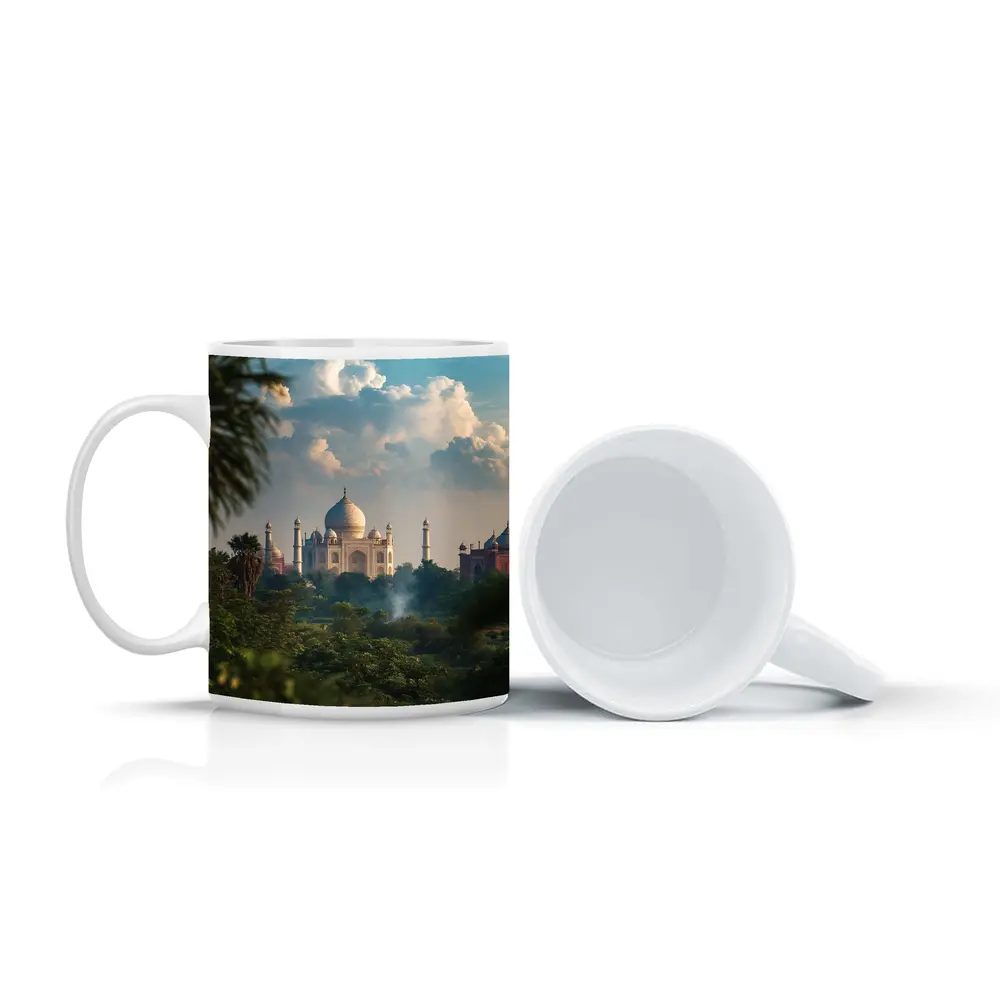Taj Mahal Rising Above Lush Green Trees – Mugs