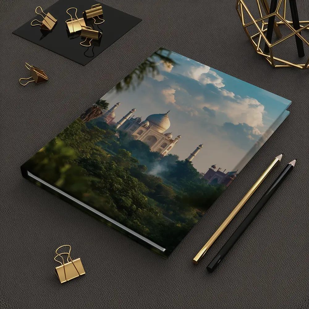 Taj Mahal Rising Above Lush Green Trees – Notebooks