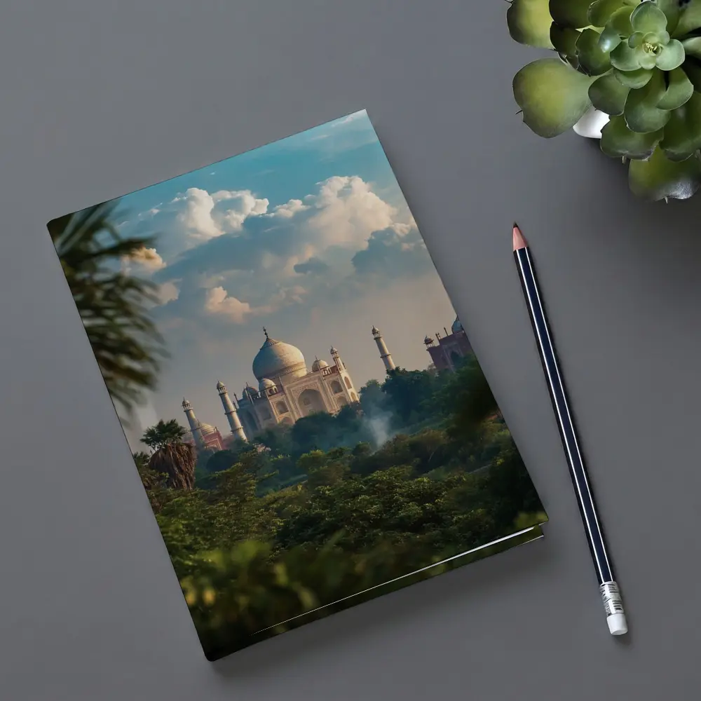Taj Mahal Rising Above Lush Green Trees – Notebooks
