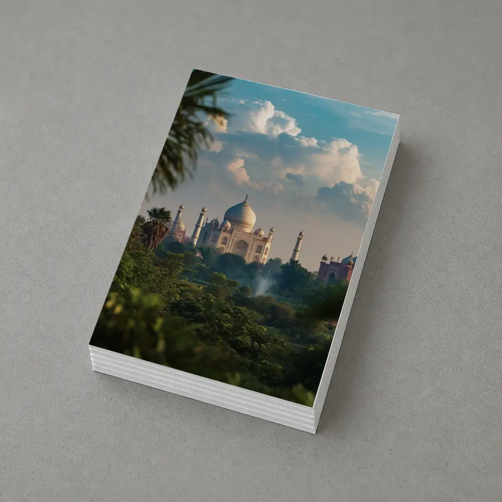 Taj Mahal Rising Above Lush Green Trees – Postcards