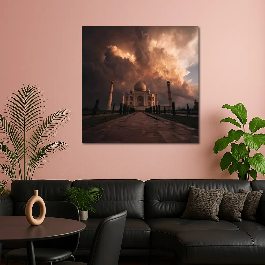 Taj Mahal Under Dramatic Storm Clouds India – Wall Art