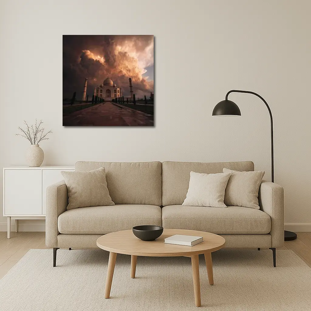 Taj Mahal Under Dramatic Storm Clouds India – Wall Art
