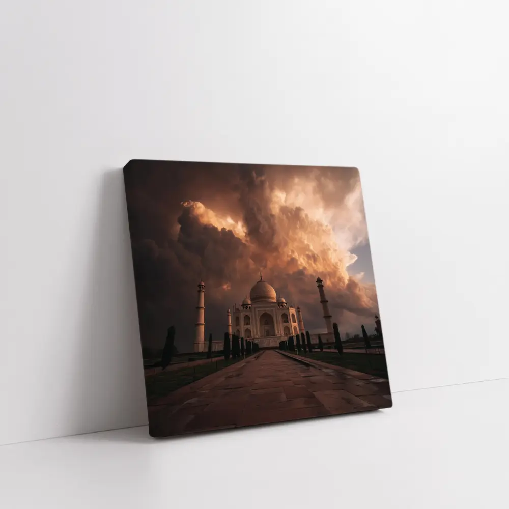 Taj Mahal Under Dramatic Storm Clouds India – Wall Art