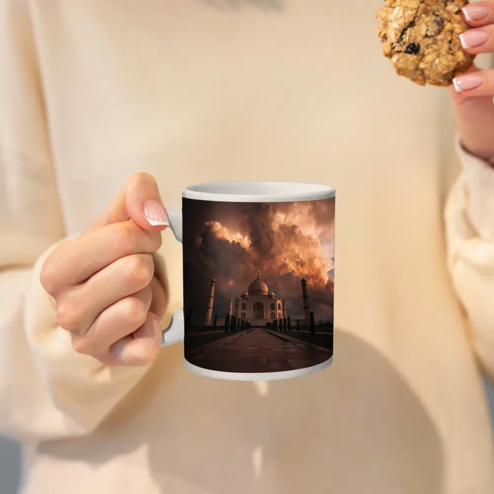 Taj Mahal Under Dramatic Storm Clouds India – Mugs
