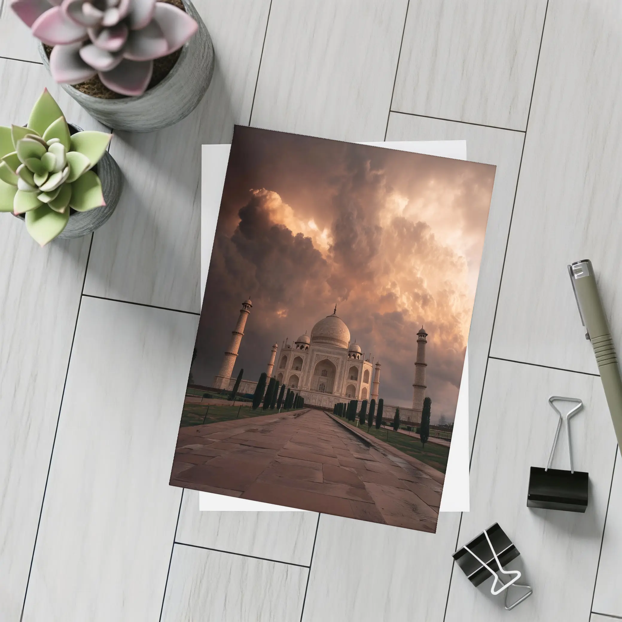 Taj Mahal Under Dramatic Storm Clouds India – Postcards