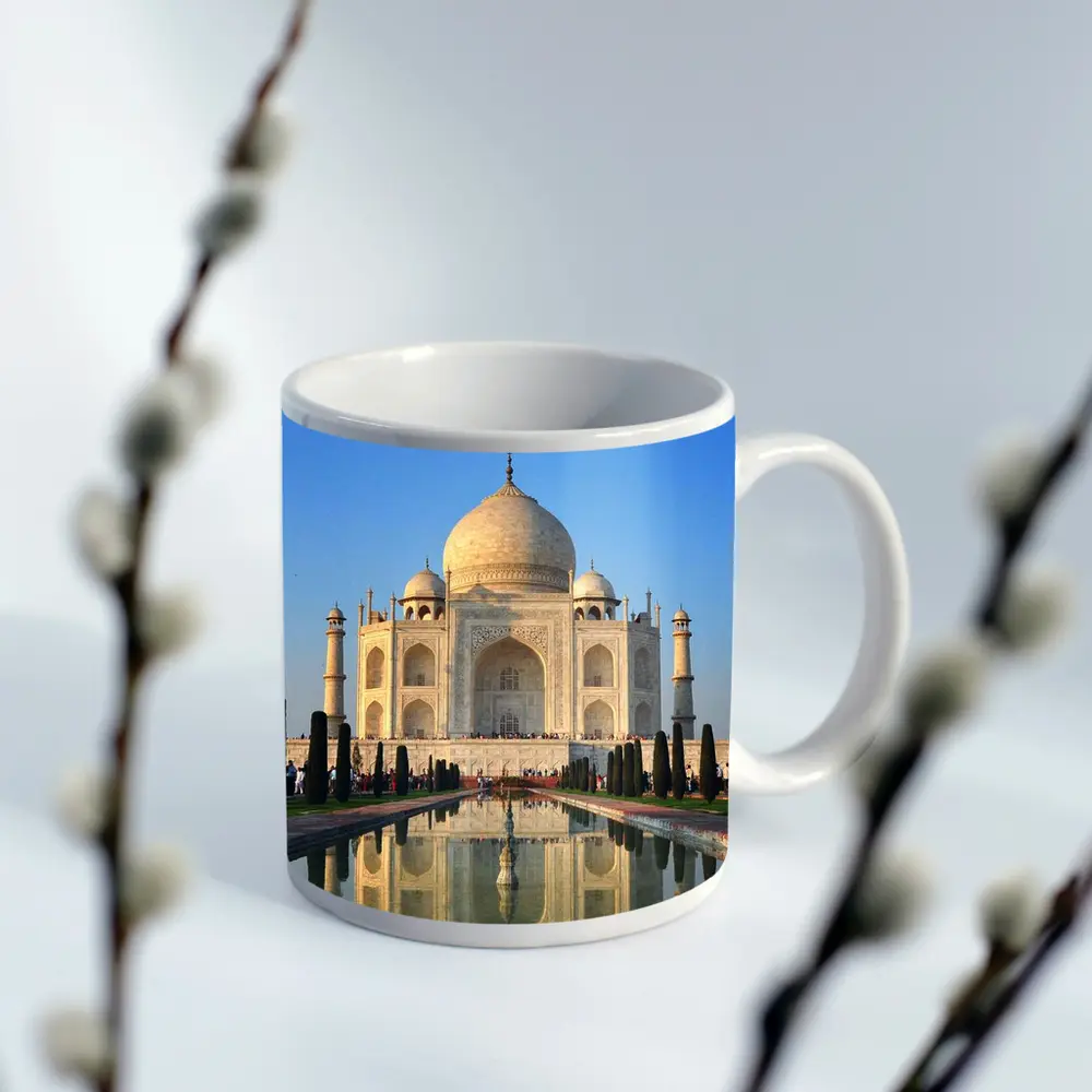 Taj Mahal Reflecting Pool Blue Sky – Mugs