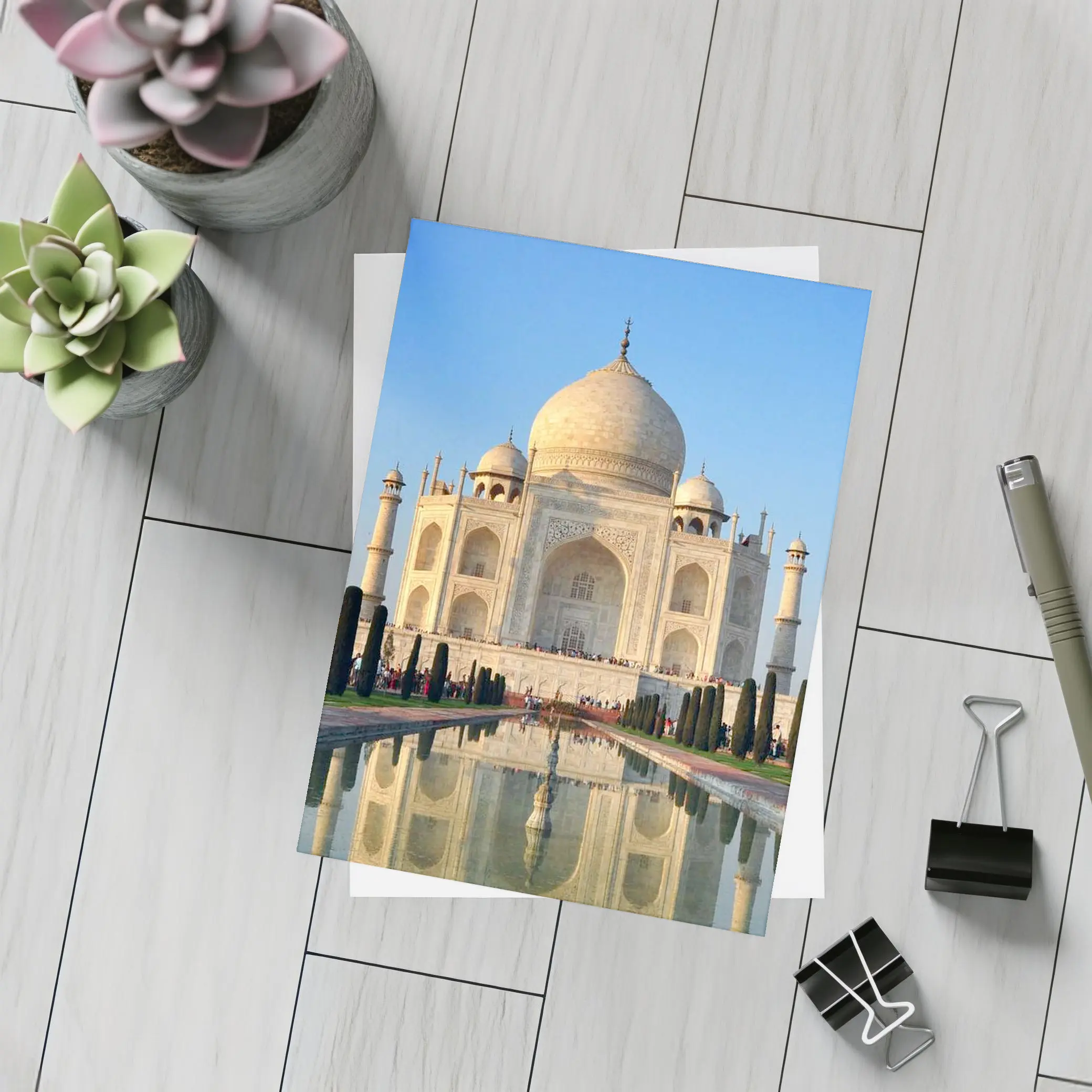 Taj Mahal Reflecting Pool Blue Sky – Postcards