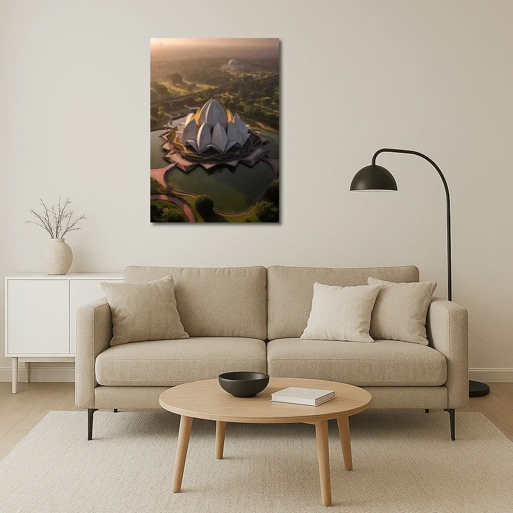 Lotus Temple New Delhi Aerial City View – Wall Art