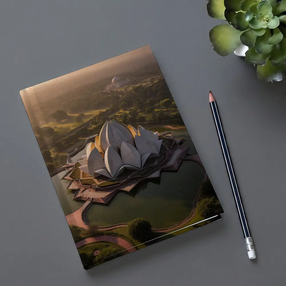 Lotus Temple New Delhi Aerial City View – Notebooks