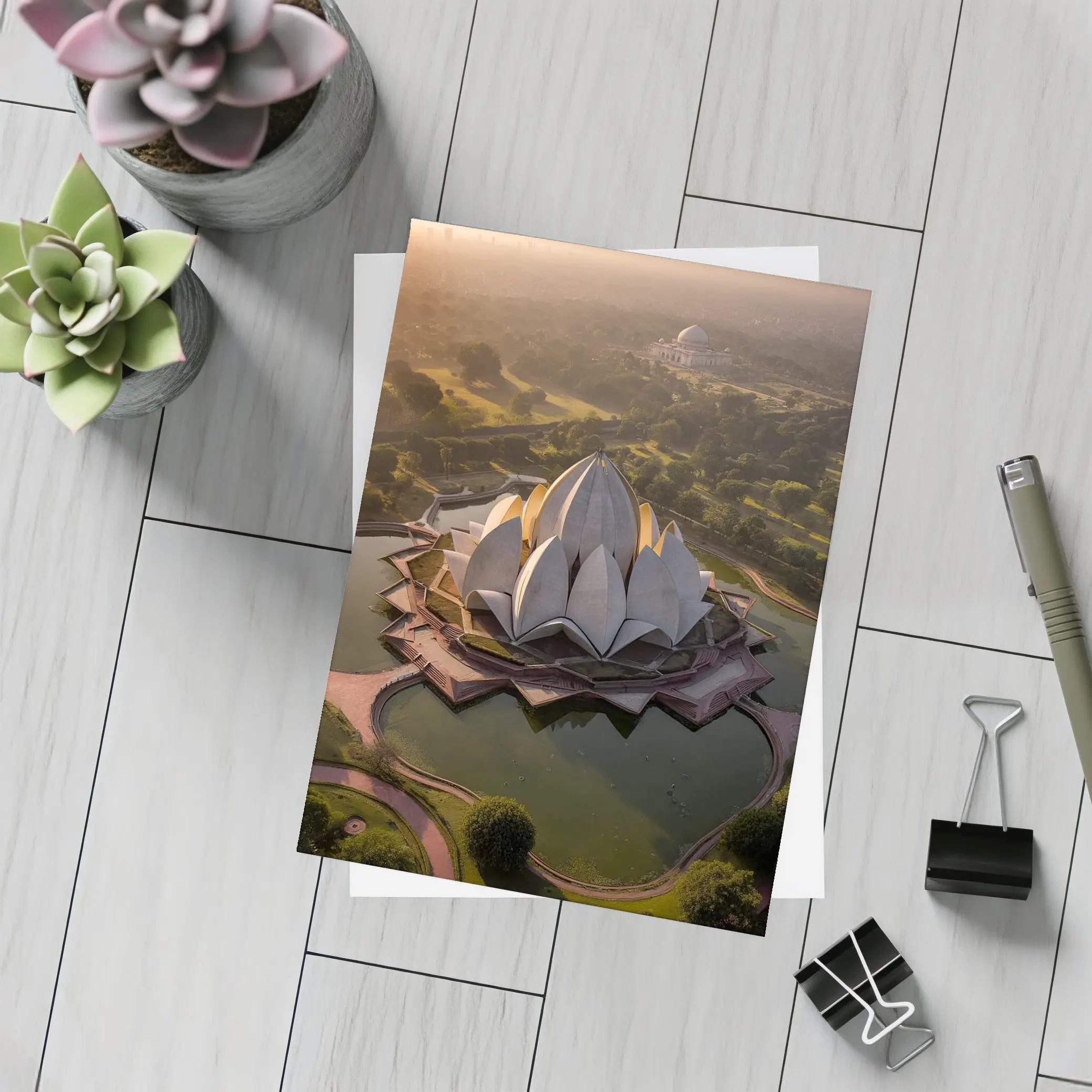 Lotus Temple New Delhi Aerial City View – Postcards