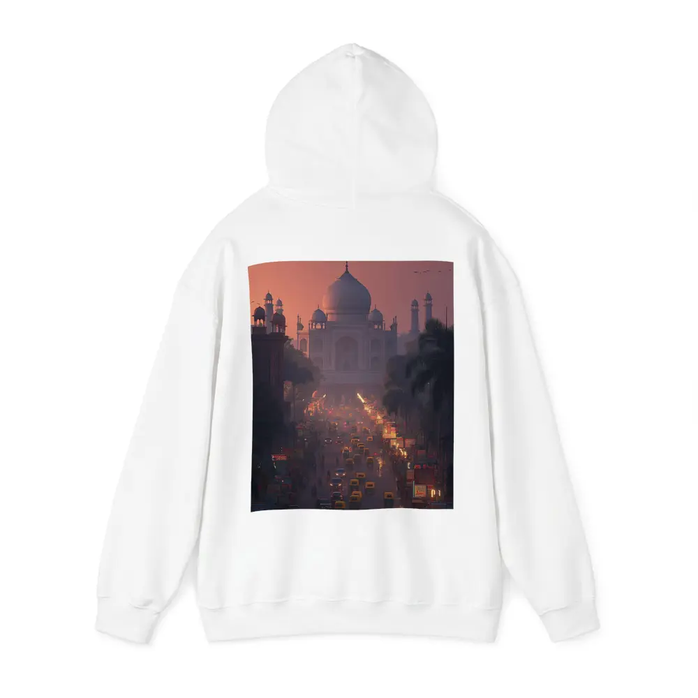 Taj Mahal Agra Busy Street Dusk Scene – Hoodies