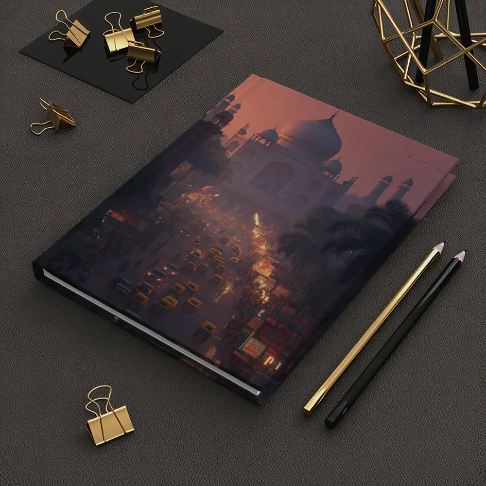 Taj Mahal Agra Busy Street Dusk Scene – Notebooks