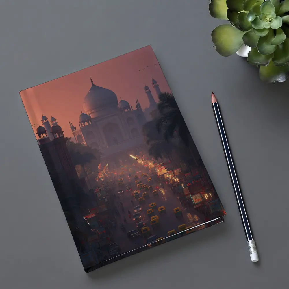 Taj Mahal Agra Busy Street Dusk Scene – Notebooks
