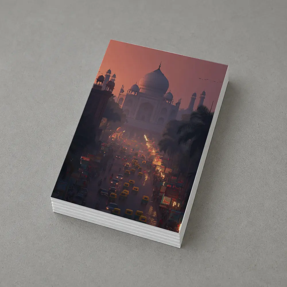 Taj Mahal Agra Busy Street Dusk Scene – Postcards