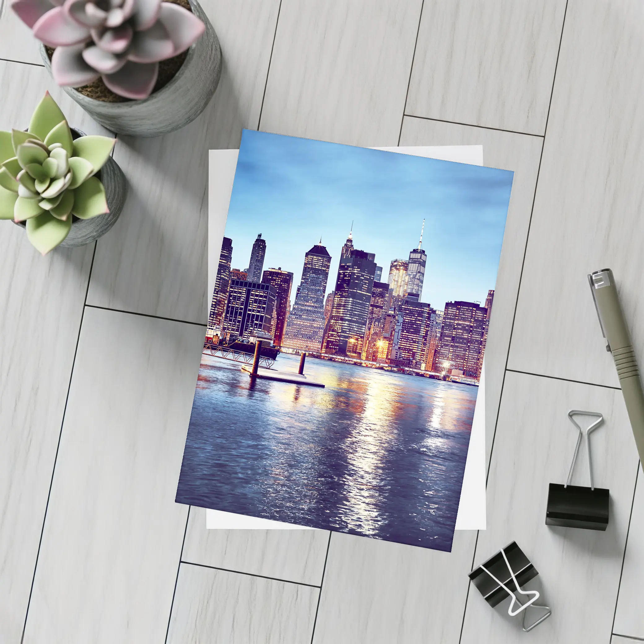 Manhattan Skyline Across East River Dusk – Postcards
