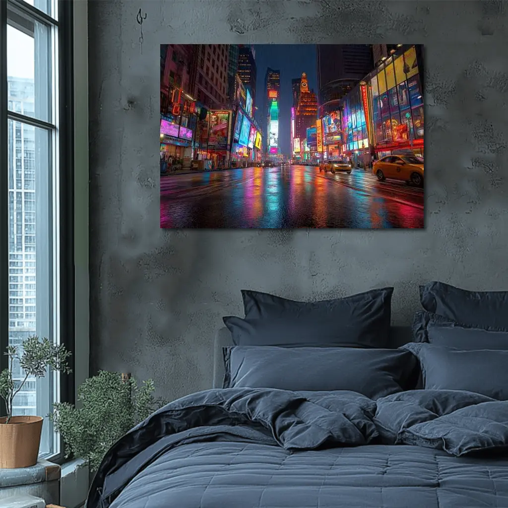 Times Square New York City Rainy Night – Wall Art