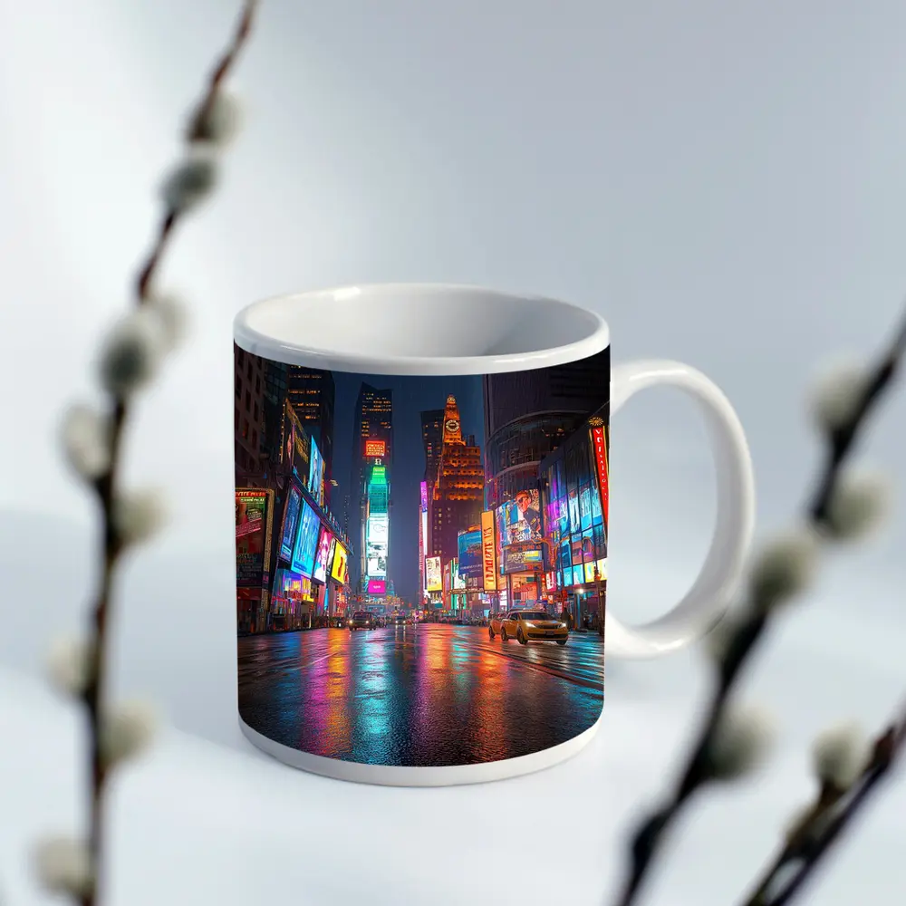 Times Square New York City Rainy Night – Mugs