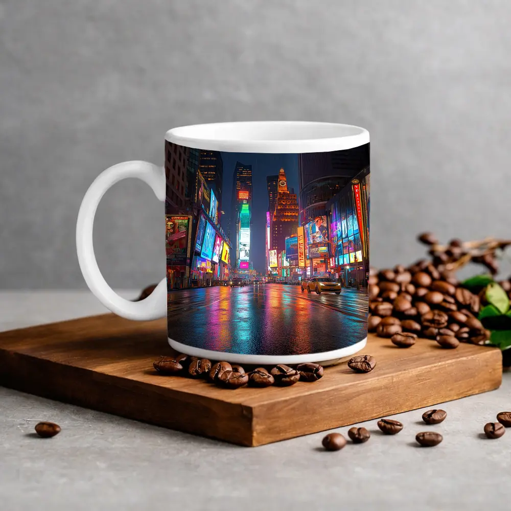 Times Square New York City Rainy Night – Mugs