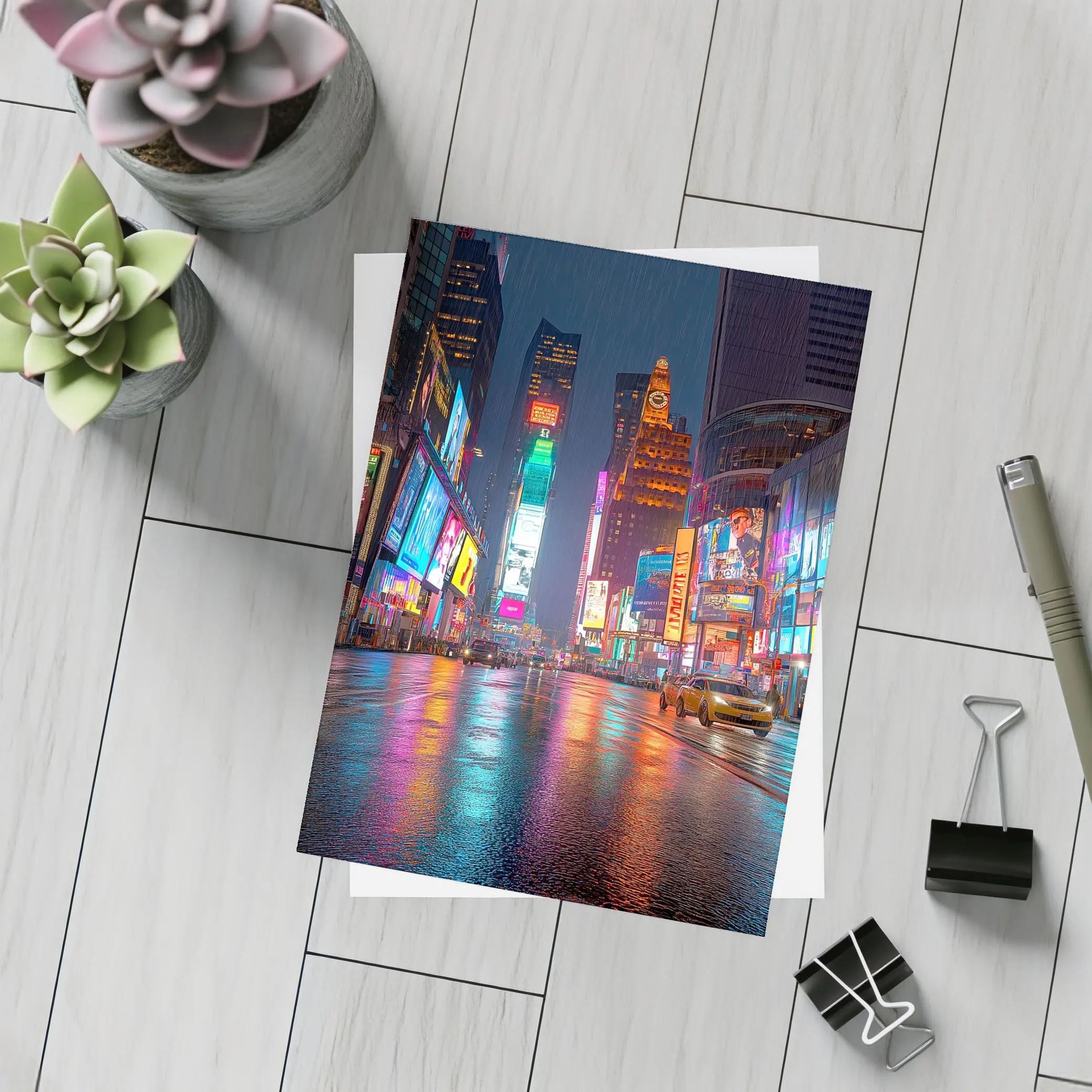 Times Square New York City Rainy Night – Postcards