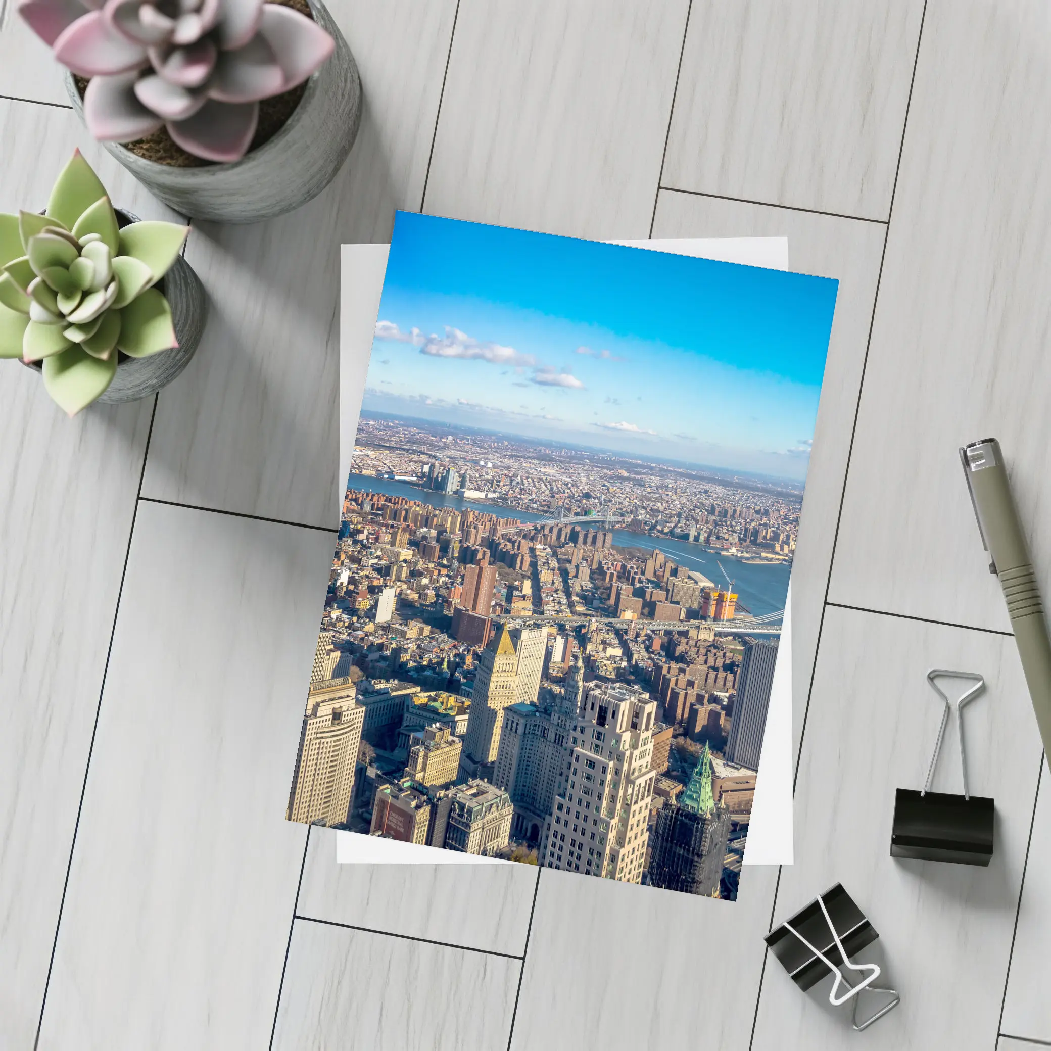New York City Aerial Skyline Brooklyn Bridge View – Postcards
