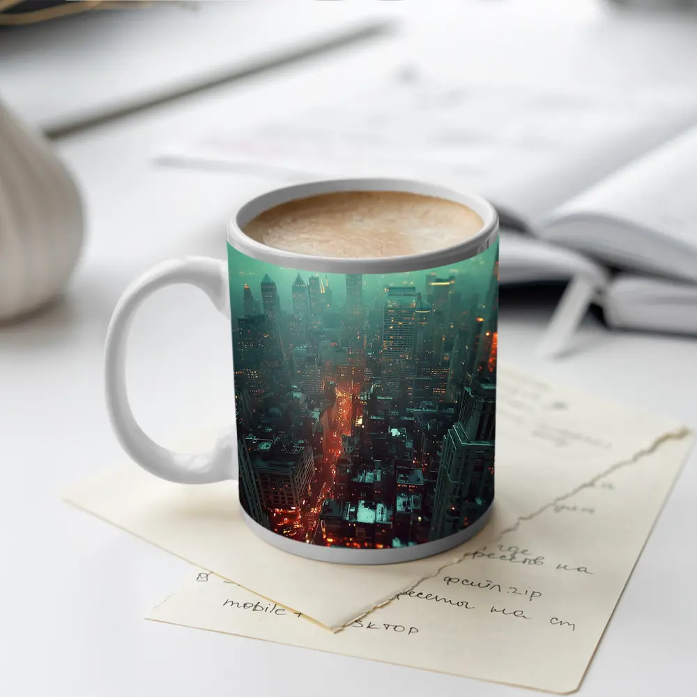 Empire State Building Foggy Night City – Mugs