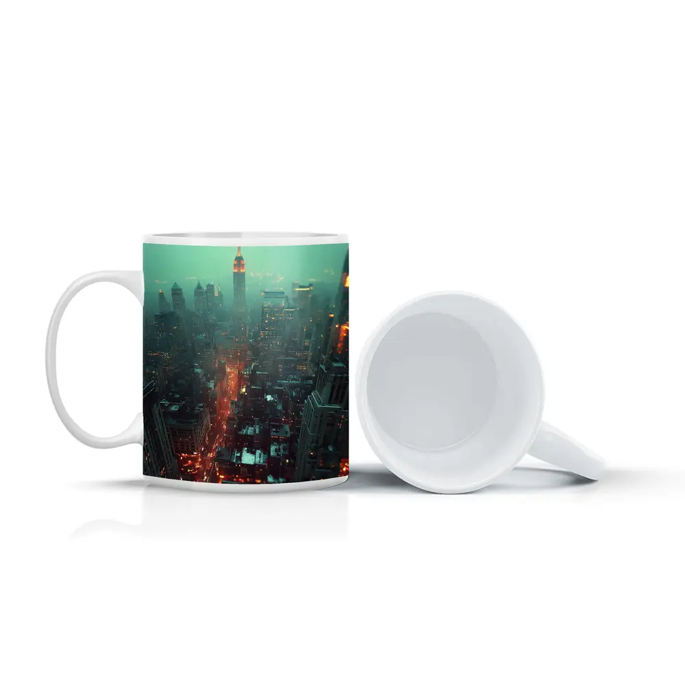 Empire State Building Foggy Night City – Mugs