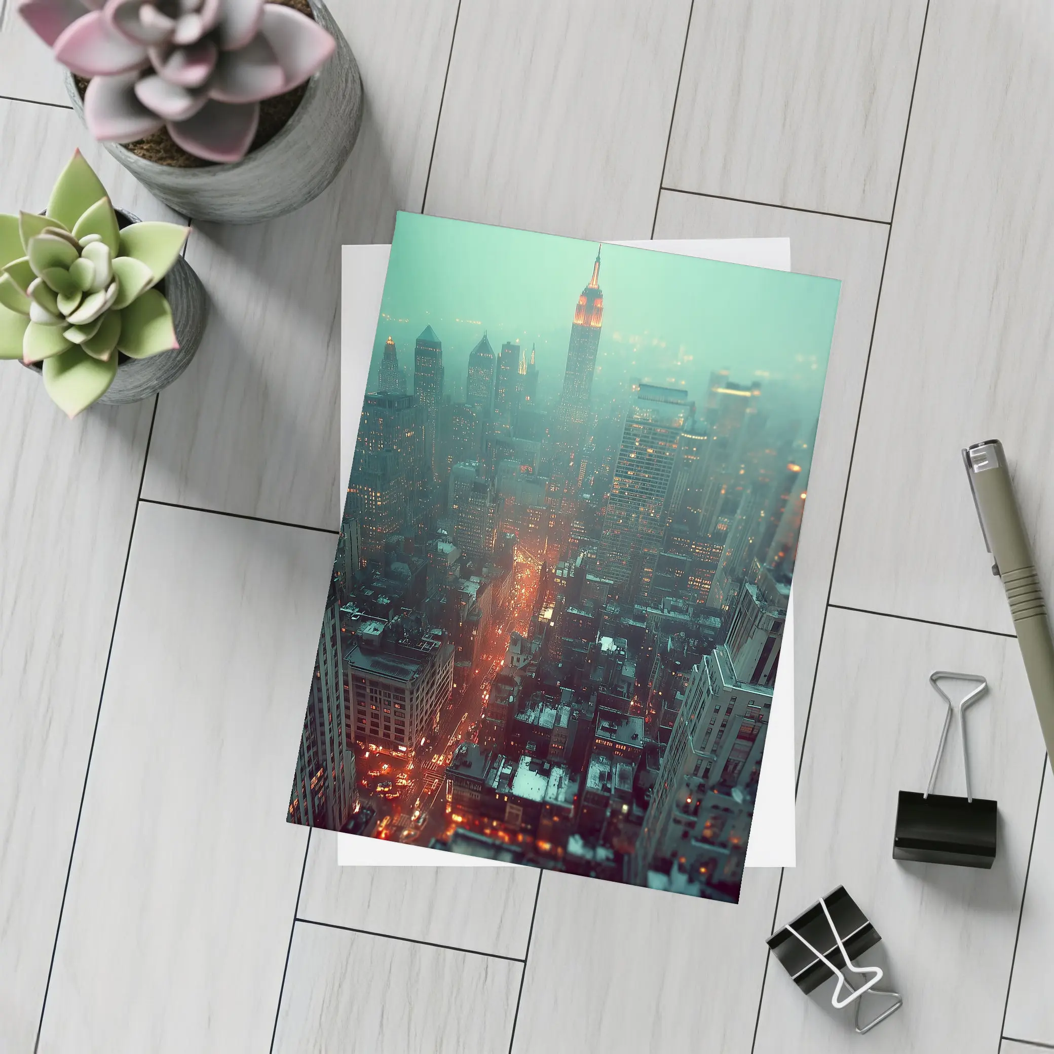 Empire State Building Foggy Night City – Postcards