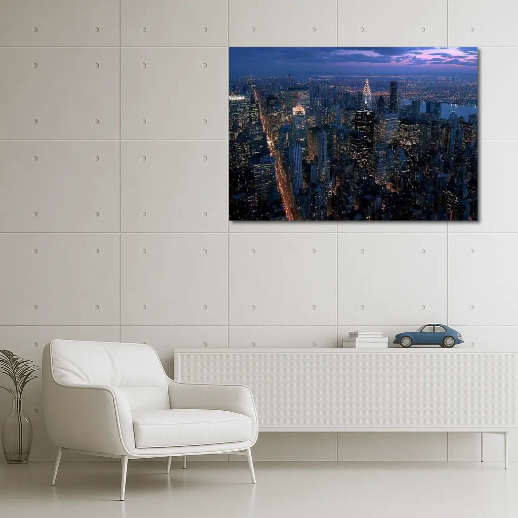 New York City Skyline At Dusk Aerial – Wall Art