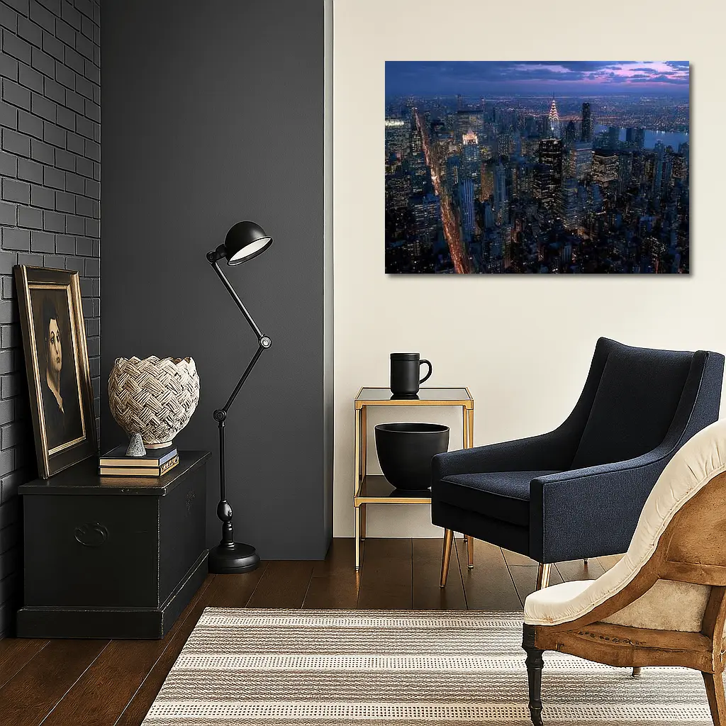 New York City Skyline At Dusk Aerial – Wall Art