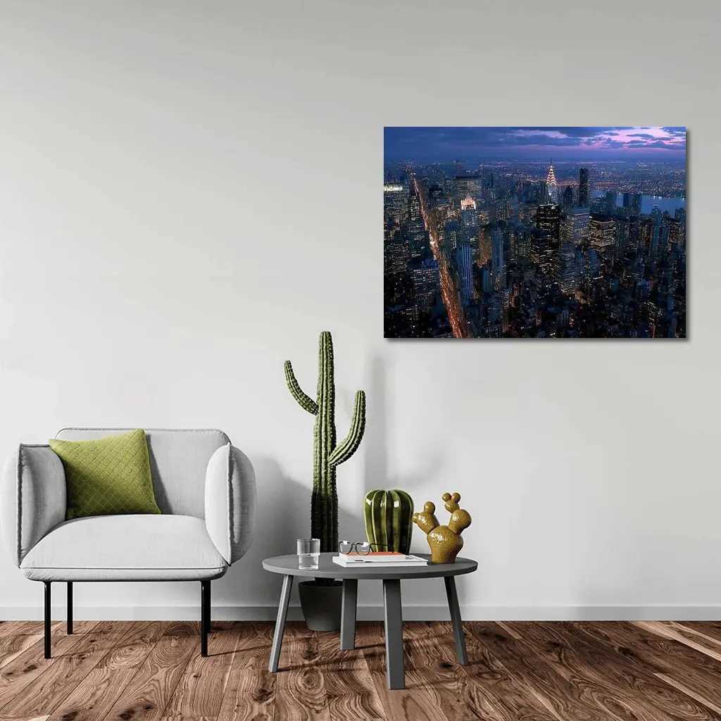 New York City Skyline At Dusk Aerial – Wall Art