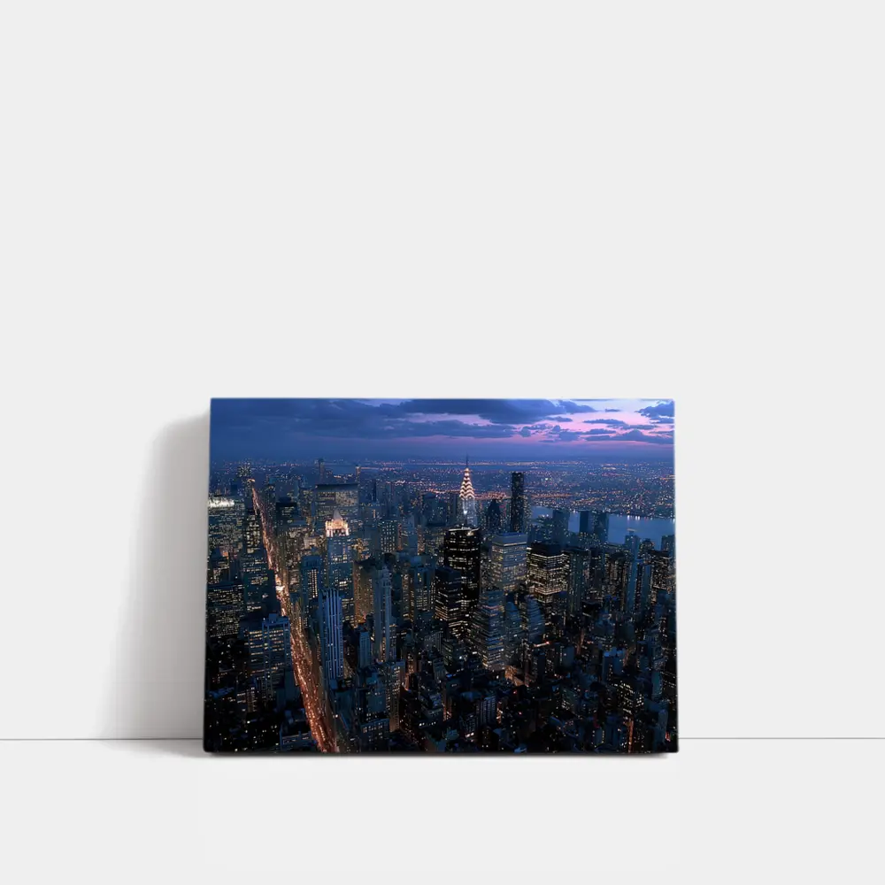 New York City Skyline At Dusk Aerial – Wall Art