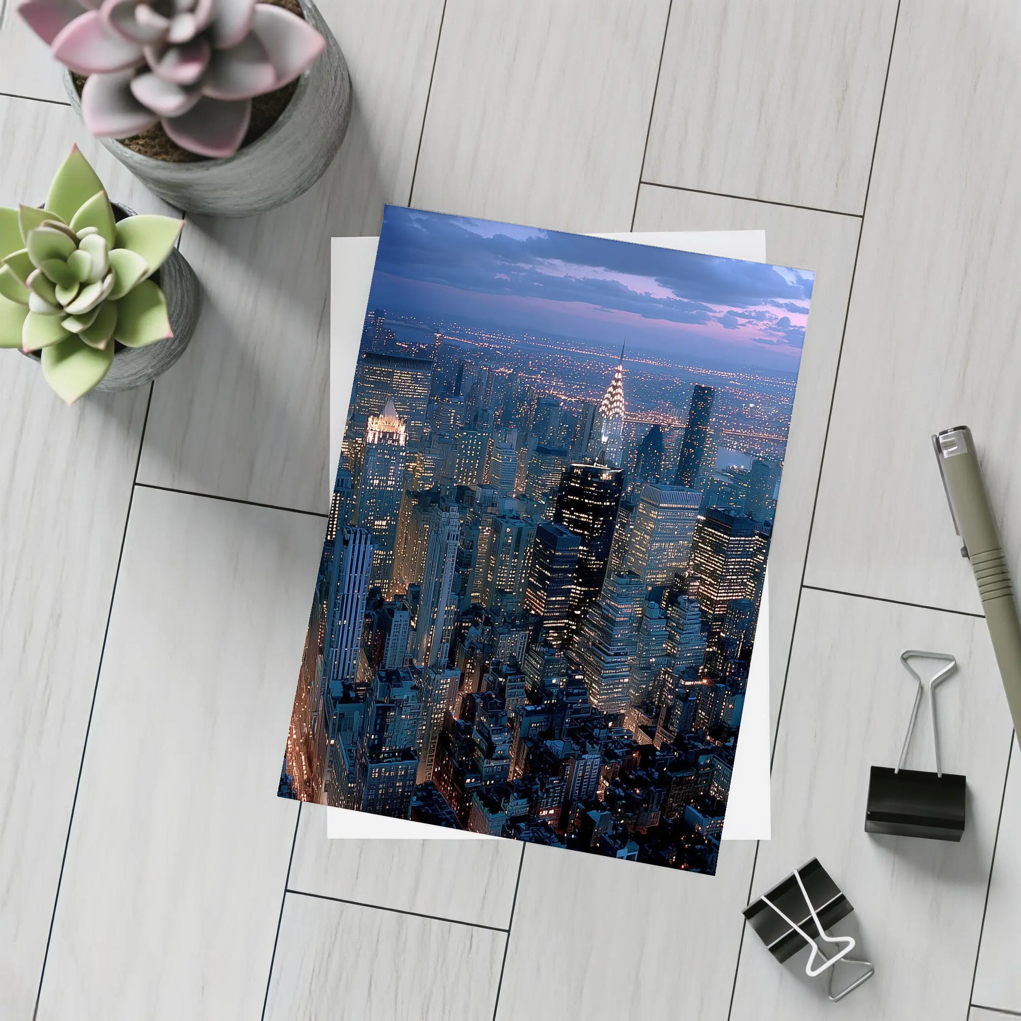 New York City Skyline At Dusk Aerial – Postcards