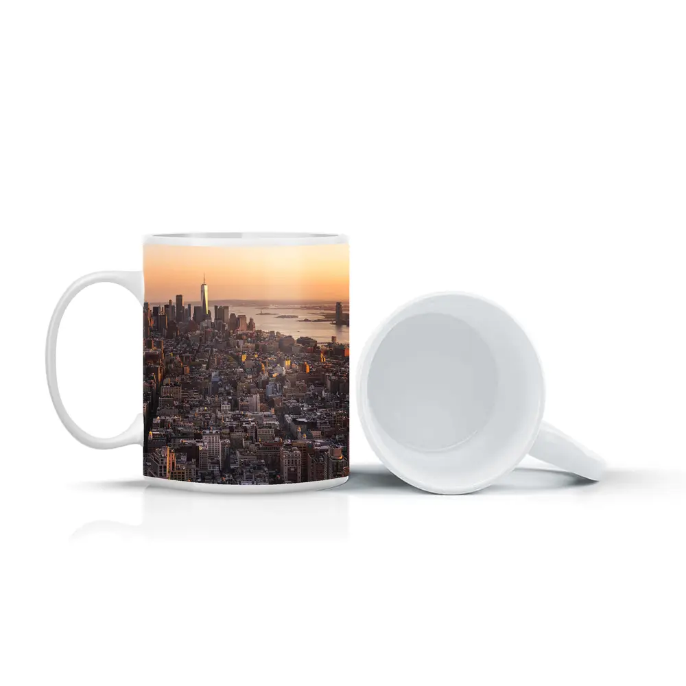 New York City Skyline Golden Sunset Aerial View – Mugs