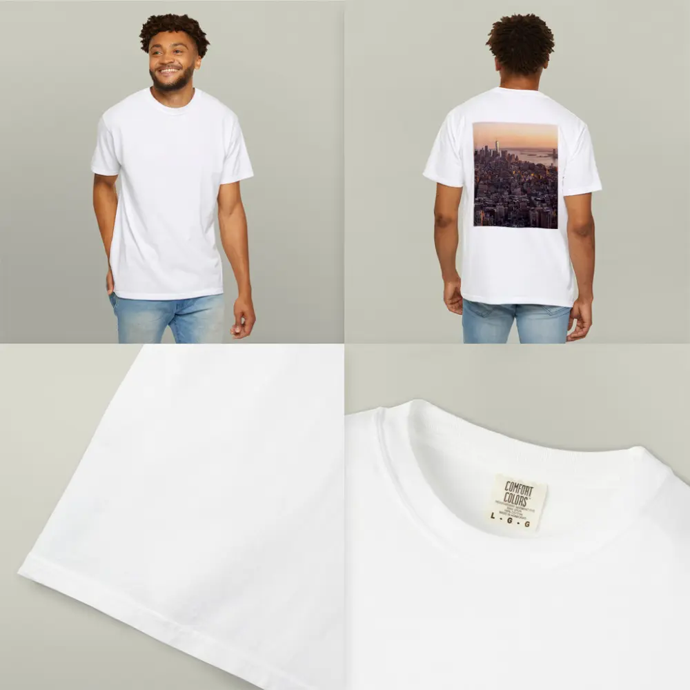 New York City Skyline Golden Sunset Aerial View – T-Shirts