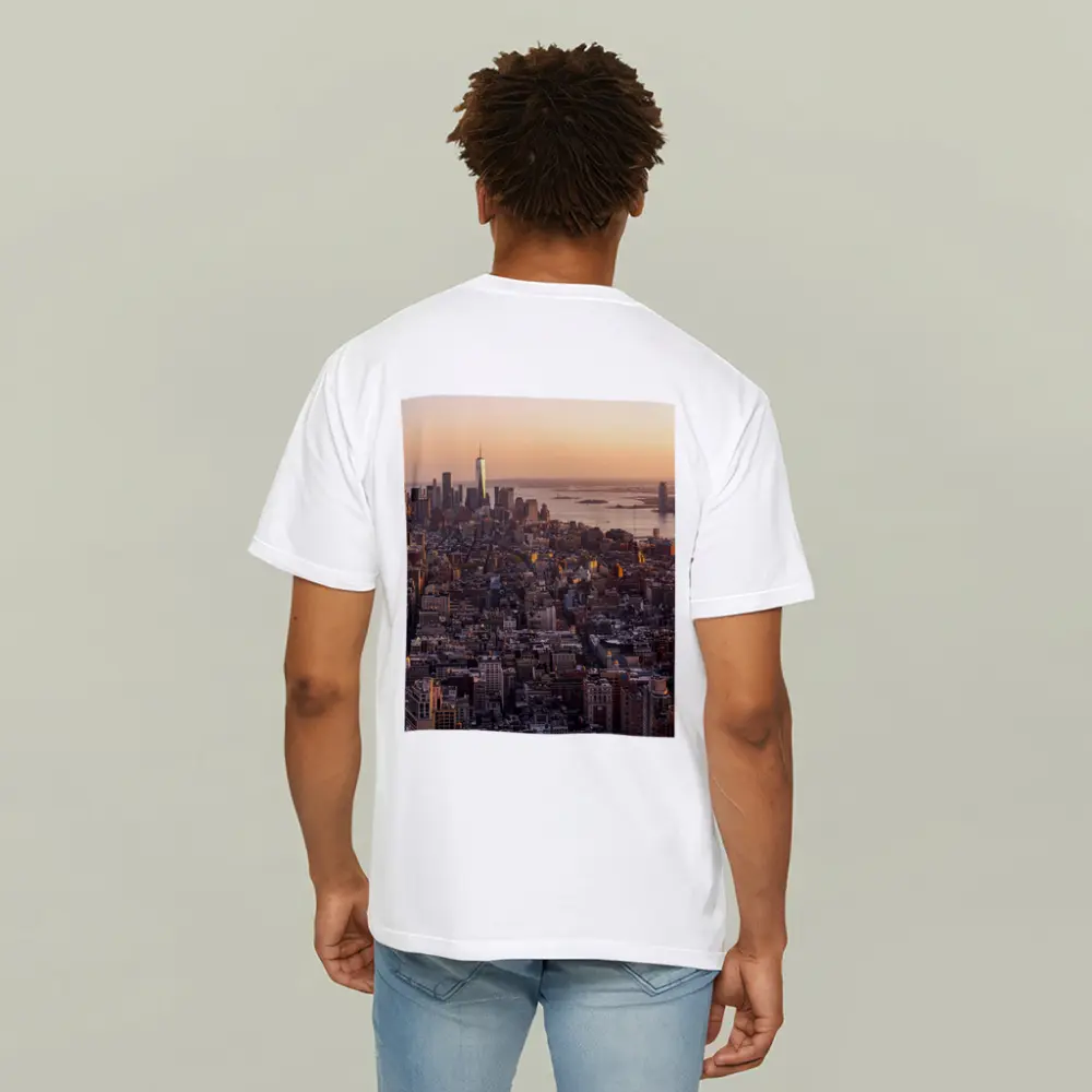 New York City Skyline Golden Sunset Aerial View – T-Shirts