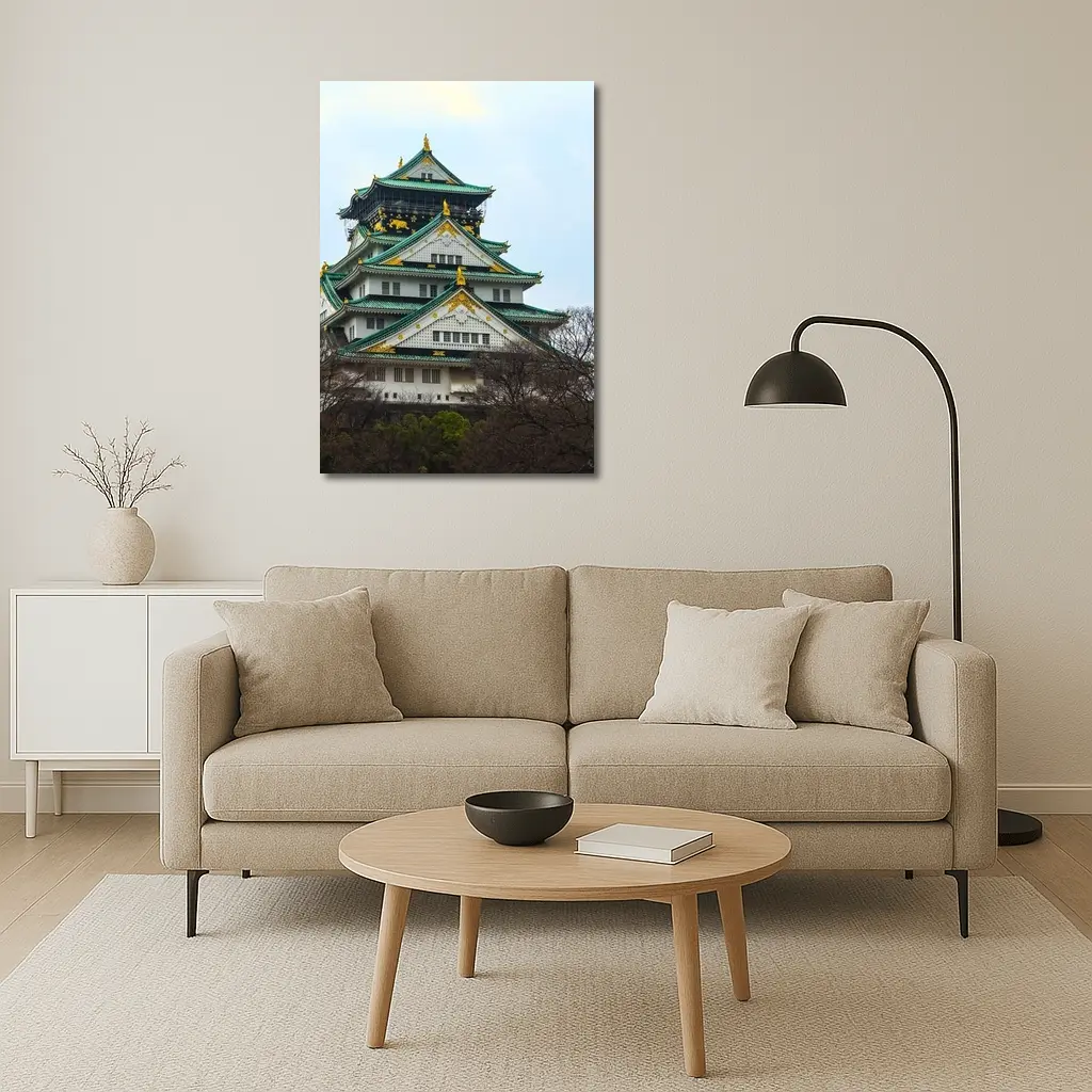 Osaka Castle Green Roofs Overcast Sky – Wall Art