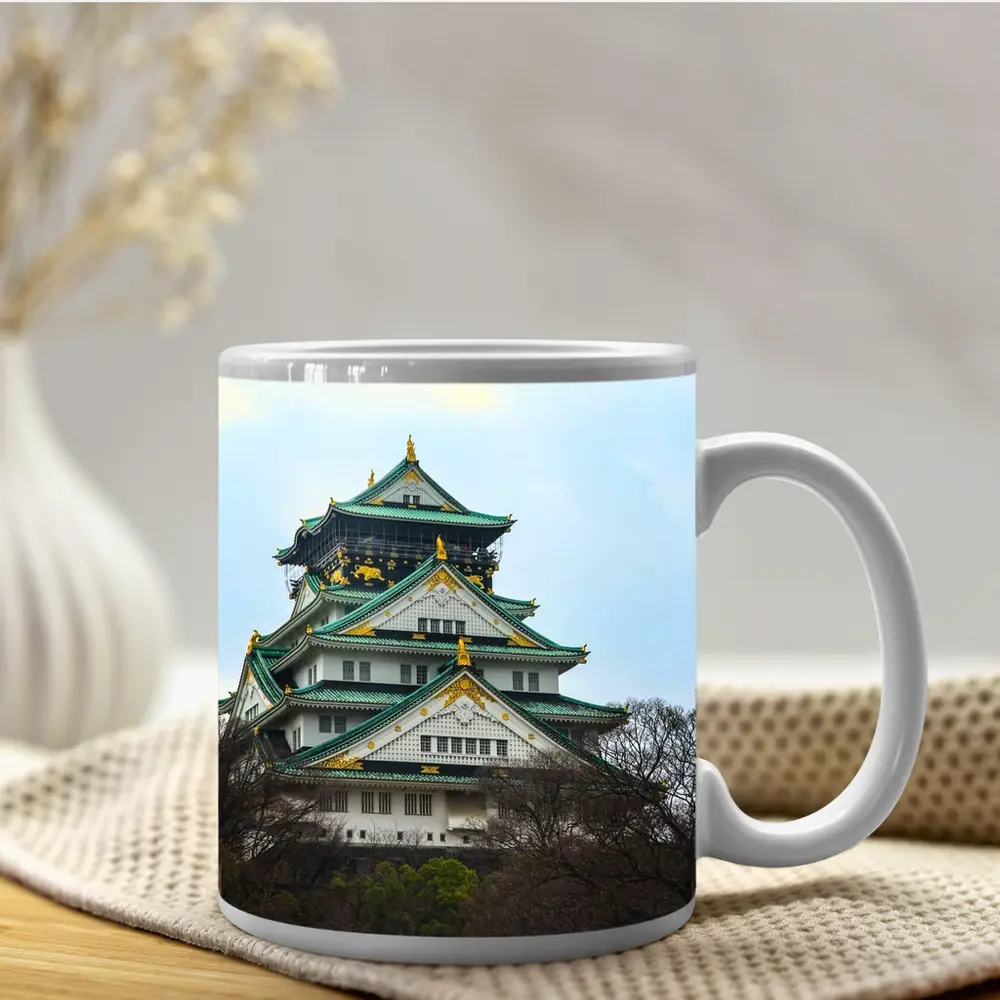 Osaka Castle Green Roofs Overcast Sky – Mugs
